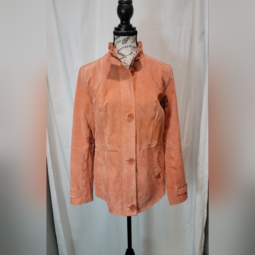 Vintage Dennis By Dennis Basso Peach/ Coral Leather Jacket